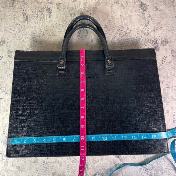 Jean Paul Gaultier 90s Vintage Black Leather Structured Portfolio - Picture 12 of 16